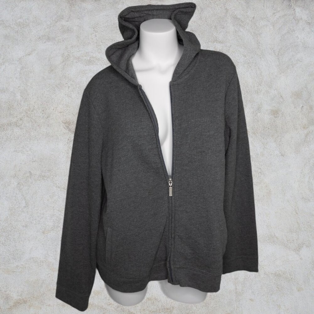 Croft & Barrow Dark Gray Zip Up Hoodie Super Soft Ribbed Texture Hooded Jacket
